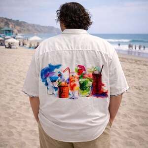 Robert Graham Cocktail Tiki Print Shirt 3XL Beach Resort Aloha Hawaiian